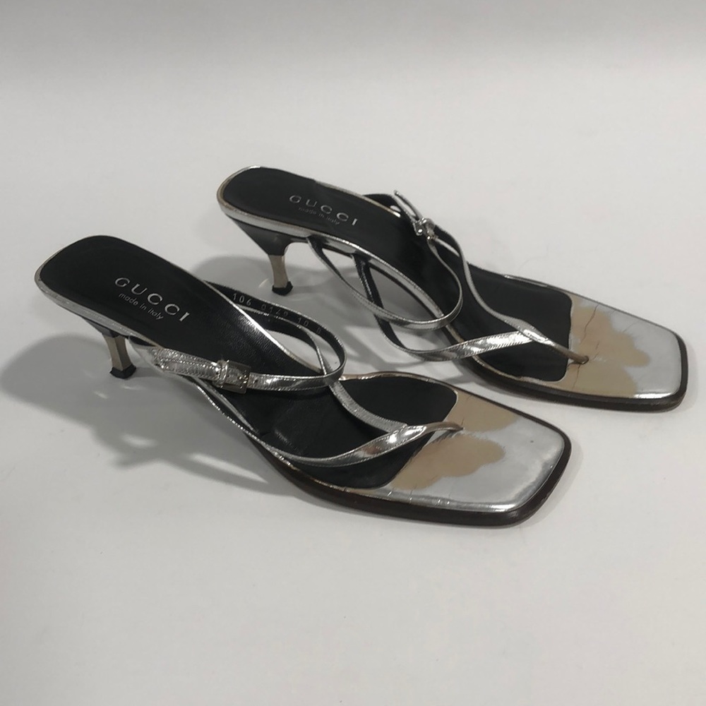 Gucci Silver and Black Women's Sandals